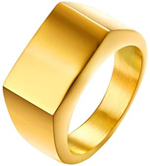 Beydodo Edelstahl Ring Herren, Ring Personalisiert ohne Stein 8MM Siegelring Partnerring Gold Ring für Männer Gr.60 (19.1
