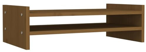 vidaXL Monitorständer Schreibtischaufsatz Monitorerhöhung Bildschirm Aufsatz Bildschirmerhöhung Bildschirmständer Honigbraun 50x27x15cm Massivholz Kiefer