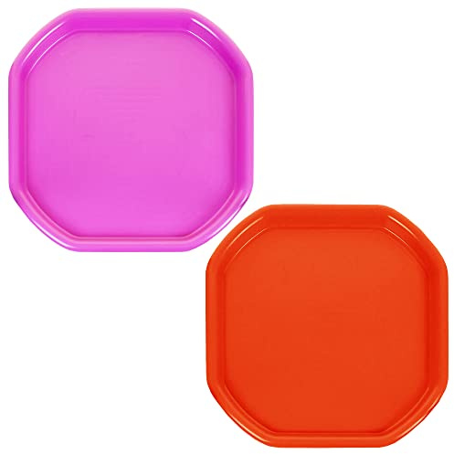 TENLITE 𝐒𝐄𝐓 𝐎𝐅 (Pink & Orange) Small Mixing Tray Childrens Fun Play Sand Pit Tray Plastic 70cm x 70cm Tuff Tray Kids Messy Activities For Cement Mortar and Sand Plastering.