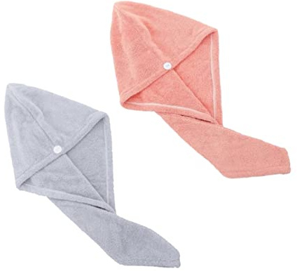 Pack Haarturban Handtuch aus Korallenvlies in Rosa