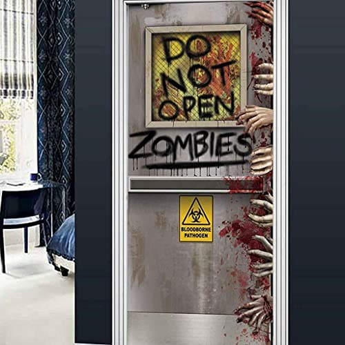 Türtapete 3D Selbstklebend Türposter - Halloween-Horror-Eisentor 77 X 200 Cm - Türaufkleber Fototapete Abziehen Und Aufkleben Türfolie Poster - Kinderzimmer Wohnzimmer Küche Schlafzimmer Tür Fotos