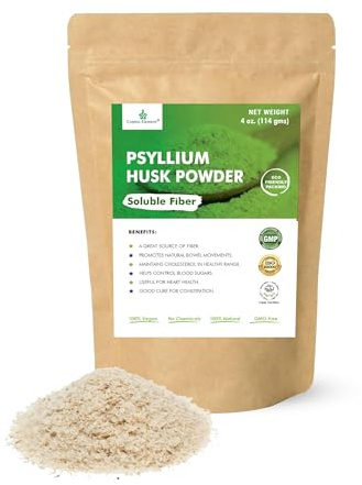 Cosmic Element 100% Pure Psyllium Husk Powder Organic – Finely Ground Fiber Supplement for Regularity & Keto | Psyllium Husk Powder for Baking and Gluten-Free Bread – 4 oz