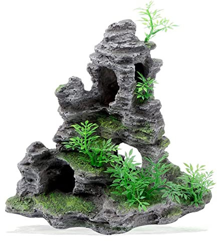 YXQ Aquarium Ornament Berg Dekor Stein Statue Steingarten Höhle Landschaft für Aquarium Dekorationen, groß