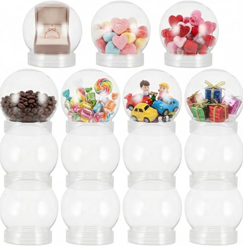 BESTOYARD 15 Pack Snow Globes with Screw Off, 2.75 X 2.36 Inch DIY Clear Plastic Water Jar Make Your Own Globe for HER Valentine Holiday Crafts Christmas Home Decoration
