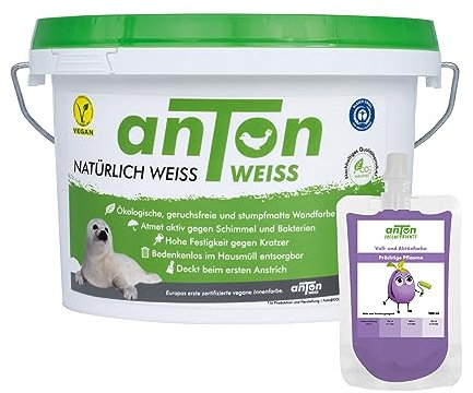 Anton Weiss® | 1L | inkl. Freche Früchte Abtönfarbe 100ml (Prächtige Pflaume | Lila Flieder)