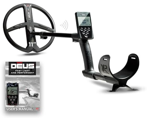 XP Metal Detectors Deus - regenfest und 100% kabellos, für die Suche nach Schätzen und Relikten - Suchspule X35 28 cm (35 Frequenzen), Fernbedienung und S-Teleskop-Stab (DEUS-28X35RC)
