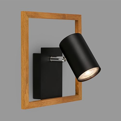 BRILONER - Lampada da lettura, Lampada da parete interna, Lampada, Struttura in legno, Lampada da parete interna, Girevole, Lampada da soggiorno, Nero-legno