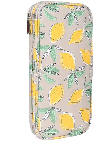 Aeelike Gelbe Zitrone Stricknadeln Häkelnadeln Aufbewahrung Etui, Doppelter Organizer Tasche mit Reißverschluss für Tunesische Häkelnadel Aufbewahrung, Stricknadel Set und Strickzubehör (OHNE Zubehör)