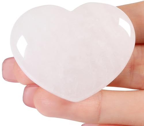 AWARDSEN 45 mm Groß Bergkristall Herz Kristalle Edelsteine Geschenke für Frauen, White Nature Gemstone Große Reiki Edelsteine für Wiccan Supplies