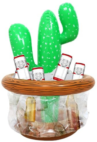 Seau à glace gonflable en forme de cactus - Refroidisseur de boissons au bord de la piscine - Porte-gobelet en forme de cactus - Seau à glace en forme de chapeau mexicain pour des rassemblements
