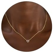 TINGN Gold Kette Damen - Herz Halskette Mit CZ Anhänger für Mädchen, Frauen, Freundin, Mutter - Geschenk zum Muttertag, Valentinstag, Geburtstag