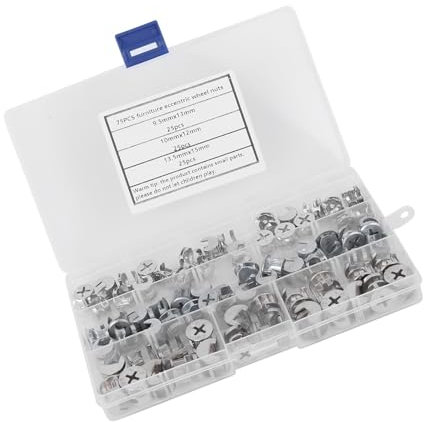 75-teiliges Nockenmuttern-Set für Exzentrische Radmuttern für Möbel, 3-in-1-Verbindungsbefestigungs-Hardware-Werkzeuge für die Plattenverbindung von Möbeln, Schränken und