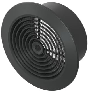 Awenta Round Black Vent Covers for Home Ceiling - 5 Inch/125 mm - Plastic Exhaust Fan Air Grille Cover, Louvered Vent - Vent Cover with Screen Mesh - Soffit Vent Cover for Wall, Bathroom, Dryer Vent