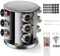 SXTIHD Estante giratorio para especias para la cocina, carrusel de acero inoxidable con 12 tarros redondos para especias de 100 ml, etiqueta