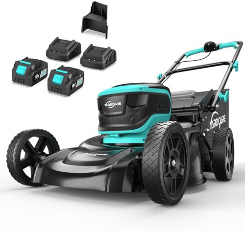 YARDCARE Tagliaerba a Batteria con 7 Altezze di Taglio, Fino a 675㎡, Tagliaerba Elettrico con Display LED, Larghezza di Taglio 41cm, Kit Mulching&Sacco Erba da 45L, Maniglia regolabile