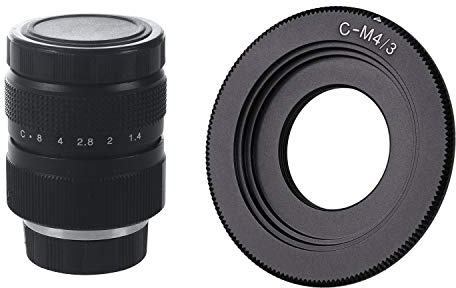 Xnuiasqe Television TV Lens/CCTV Lens for C Mount Camera 25mm F1.4 in Black with Black C Mount Lens for Micro-4/3 Adapter E-P1 E-P2 E-P3 G1 GF1 GH1 G2 GF2 GH2 G3 GF3 C-/3