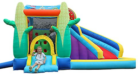 VDCVADKYE Bouncy Castle, Inflatable Castle With Slide Trampoline Climbing Wall Splash Pool Indoor Outdoor 4.3m X 3.7m X 2.75m