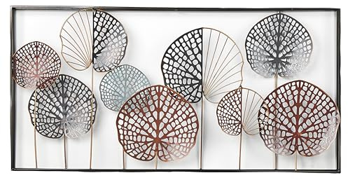 Kobolo Wandbild DARIA, 100x4x50 cm, handgefertigte Wanddeko aus Metall in Blattform, 3D-Design, bunt lackiert, modernes Kunstobjekt zur stilvollen Wandgestaltung in Wohn- und Arbeitsräumen