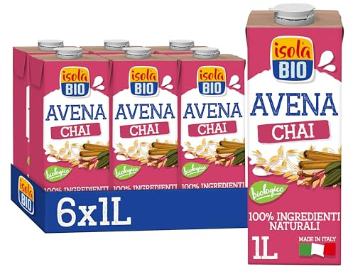 ISOLA BIO Bevanda Avena Chai Biologica alle Spezie 6x1L | Bevanda vegetale, con cardamomo, chiodi di garofano e cannella, senza zuccheri aggiunti, bio, vegan, da bere calda o fredda