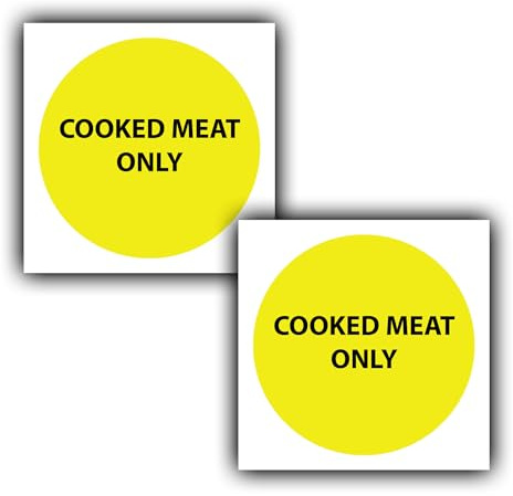2X Cooked Meat Only - Allergen Food Stickers - Colour Coded Chopping Board Sign Kitchen Labels - 100mm x 100mm