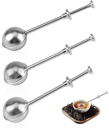 Xbessc 3 Stück Teezange Set, Teesieb Für Losen Tee, 304 Edelstahl Tea Infuser, Gewürzkugel Teefilter für Losen Tee, Teaballs mit Teleskopgriff für Zucker, Losen Tee, Mehl, Gewürze, Kakaopulver