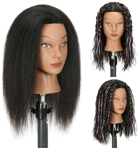 14 100% Real Hair Mannequin Head for Braiding and Hairdresser Training