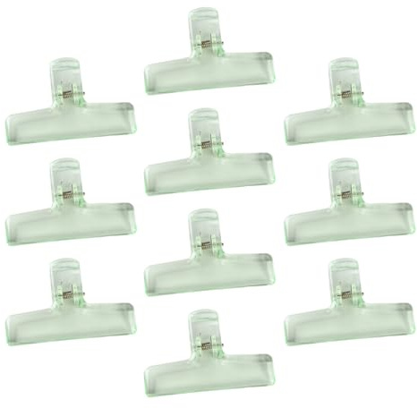 Lot de 10 pinces à papier acrylique transparent pour sacs alimentaires, photos, reçus, planche à dessin, cuisine, bureau, organiseurs de fichiers
