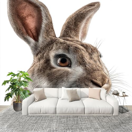 3D Créatif Papier Peint Panoramico Conejo Animal Décoration De La Maison Papel Tapiz Imperméable Murales 250X175 cm Blanco Amovibles ExtraíBle Para Despegar Y Pegar Fotomurales