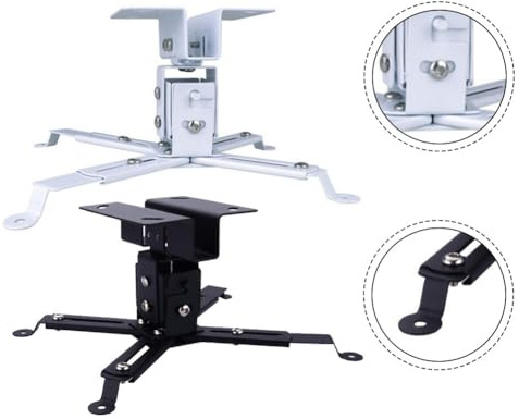 MoSundi Adjustable Low Profile Projector Ceiling Mount - 12cm Vertical Adjustment, Metal Construction for Home or Office, Compatible with Most Models White