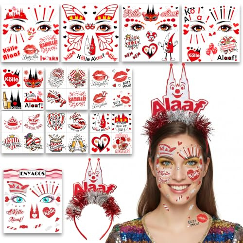 ZELAITE Karneval Haarreif Köln Alaaf mit Dom & Clown, Kölner Dom oder Clown Haarreif mit Federn & Glitzer – Kopfschmuck für Kölner Karneval & Lustiges Kölle Kostüm Accessoire für Damen & Herren