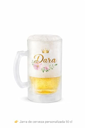 Kembilove® Jarra de Cerveza Personalizable 50 cl de Vidrio Esmerilado Opaco – Foto o Texto – Asa Ergonómica – Regalo Personalizado Original para Amantes de la Cerveza