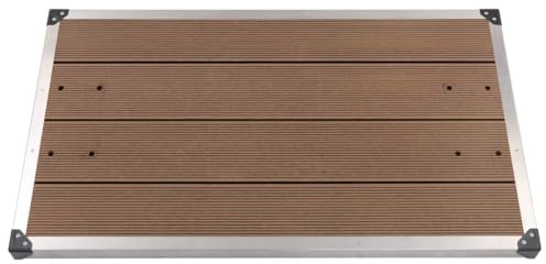 Piatto doccia da giardino in WPC con telaio in acciaio inox, 110 x 62 cm, marrone, piatto doccia piatto doccia piatto piatto doccia piatto doccia piatto doccia piatto doccia per esterni e piscina