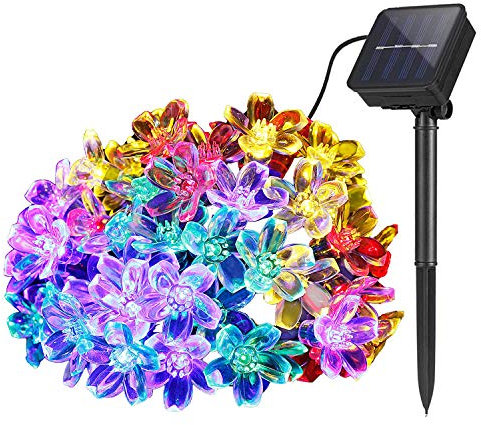 DIWUJI Lámparas solares de Flor cadena Exterior Jardín, 7m 50 LED Impermeable Luces de Hadas Decoración Festival Vistoso Luz para Partido Boda Patio Navidad Decoración (Multicolor)