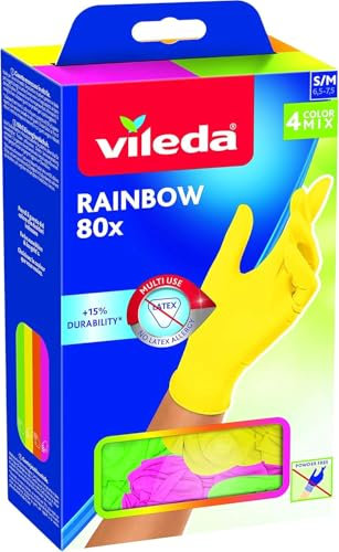 Vileda Rainbow Guanti Multiuso, Nitrile, Multicolore, 80 Pezzi, S/M