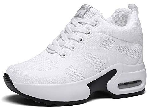 AONEGOLD Sneakers kilskor för kvinnor löparskor gym fitness promenader sport snörning vardagsskor, Vit 1912, 36.5 EU