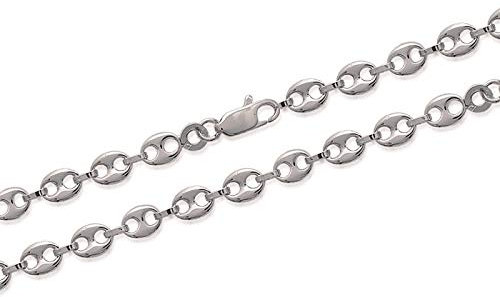 Bijouxia Kette, 6 mm x 60 cm, Glieder in Kaffeebohnenform, Silber 925/1000, Sterling Silber