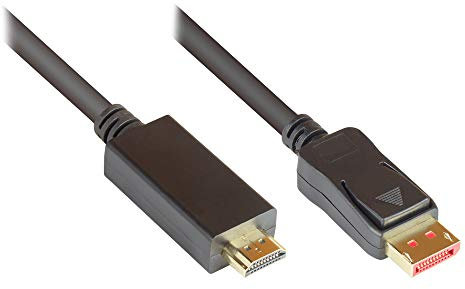 Good Connections Premium - Cable Adaptador de DisplayPort 1.4 a HDMI 2.0 (4 K/UHD @ 60 Hz, apantallamiento de 3 Capas, contactos Dorados, Conductor de Cobre, 10 m), Color Negro