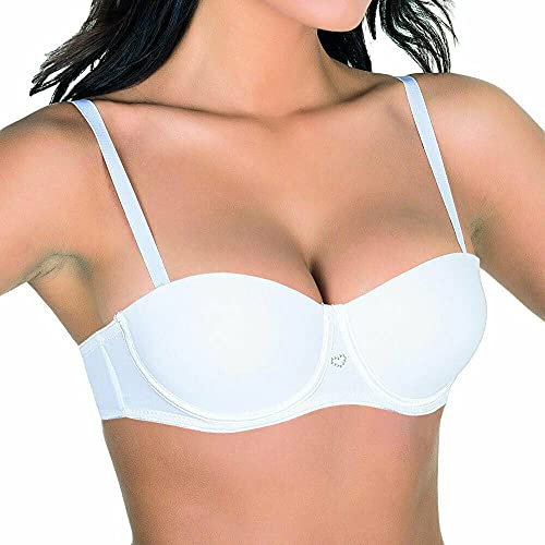 ARIS Reggiseno Desy Balconcino con Ferretto Imbottito Bretelle Staccabili (Bianco, 4)