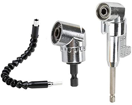 105 Degree Right Angle Driver Angle Extension Power Screwdriver Drill Attachment, 1/4 inch Hexagon Flexible Screwdriver Extension Soft Shaft Kit for Screwdriver &Drill