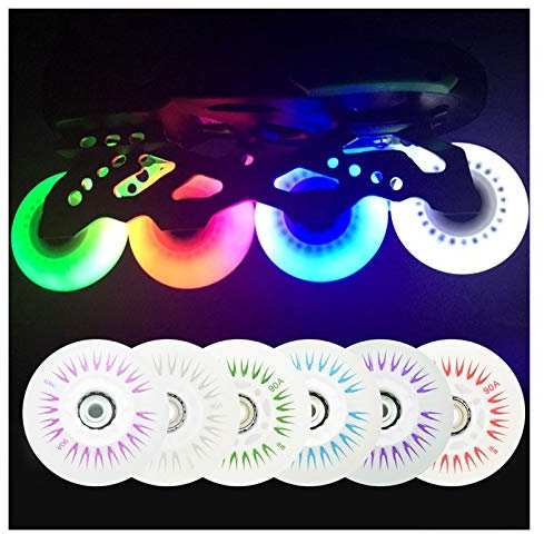 YMYGCC Inliner Rollen 4 PC-Flashing PU-Rad 76mm 70mm 64mm for Inline-Skates 90A for Erwachsene Kinder-Roller Räder 94 (Color : Multi 70mm)