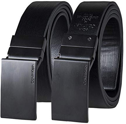 Calvin Klein Herren Wendegürtel mit Plakette Schnalle - Schwarz - Small