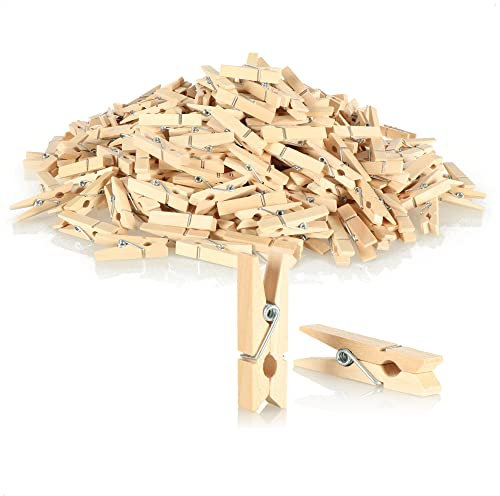 COM-FOUR® 360x Mini-Wäscheklammer aus Lotusholz, kleine Holz-Klammer als Dekoration für Bilder, Collagen, Postkarten, Fotos & Geschenke (360 Stück - Natur)