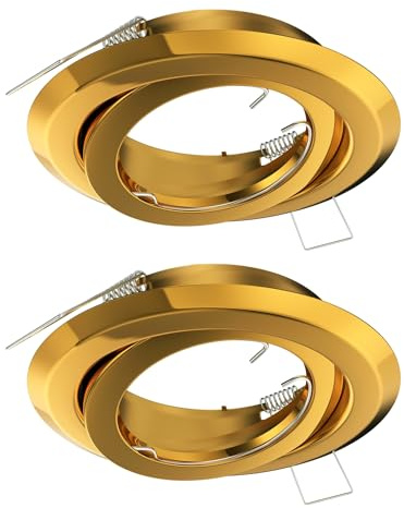 ledscom.de 2x Deckeneinbaurahmen FABI, rund, schwenkbar, gold glänzend