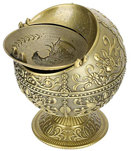 Vintage Windproof Ashtray with Lid Globe Eagle Embossment Pattern Metal Portable Ashtray Cigar Stand for Cigarettes Men Women Push Down Ashtray Smoking Ash Tray for Home Decoration