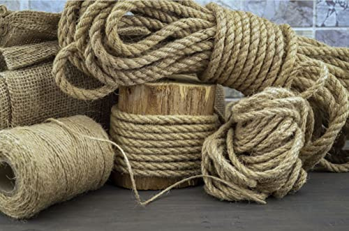 Juteseil - Ø 6-32 mm - Jute Natur Seil als Terrassen Geländer und Garten Dekoration (22 mm x 5 Meter)