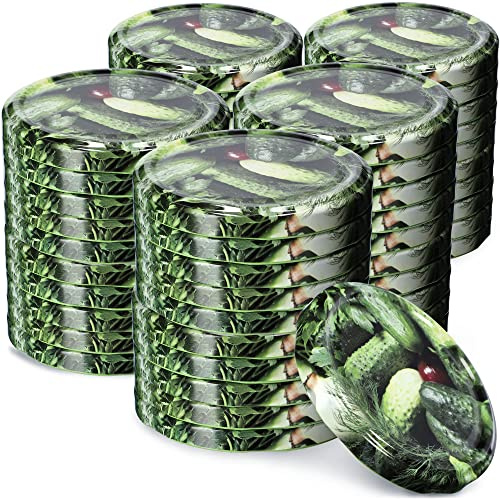 KADAX Jar Lids Ø 82 mm, Secure Metal Lids with Six Threads, Jar Seals Replacement, Twist Off Closure for Pickling and Preserving (Cucumbers, Set of 50)
