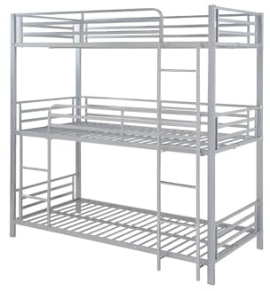 Vente-unique - Letto a castello 3 posti Elouan - metallo - argento