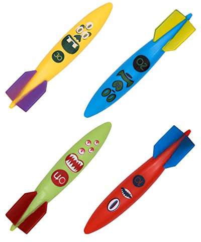 TOPWAYS Tauchspielzeug Pool Spielzeug, Tauchtorpedo zum Schwimmen, Unterwasser-Pooltraining, Schwimmbad Sommerpool Schwimmspielzeug(Torpedos)