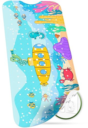 SilverRack Tappetino da bagno per bambini, 100 x 40 cm (motivo sottomarino), antiscivolo, senza BPA, per bambini e bambini, tappetino da doccia, resistente alla muffa e lavabile in lavatrice,