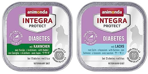 animonda Integra Protect Diabetes Katze & animonda Integra Protect Diabetes Katze, Diät Katzenfutter, Nassfutter bei Diabetes mellitus, mit Lachs, 16 x 100 g